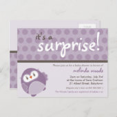 INVITATION baby shower :: hibou surprise 1 (Devant / Derrière)