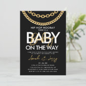 Invitation Baby shower Hip hop noir et or (Debout devant)