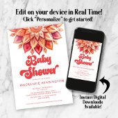 Invitation Baby shower hippie moderne Boho rose Retro