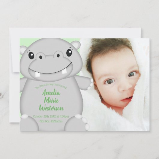 Invitation Baby shower Hippo (Devant)