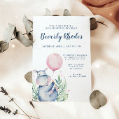 Invitation Baby shower Hippo aquarelle