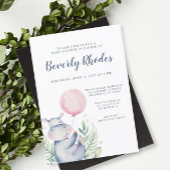 Invitation Baby shower Hippo aquarelle