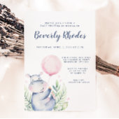 Invitation Baby shower Hippo aquarelle