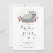 Invitation Baby shower hippo bébé mignon (Devant)