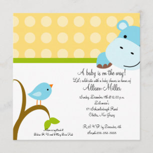Invitation Baby shower Hippo et Birdie
