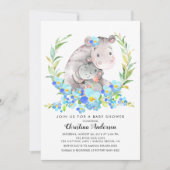Invitation Baby shower Hippo Maman & Baby (Devant)