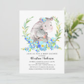 Invitation Baby shower Hippo Maman & Baby (Debout devant)
