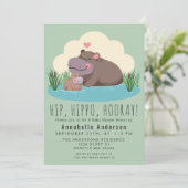 Invitation Baby shower Hippo mignonne (Debout devant)