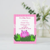 Invitation Baby shower Hippo rose (Debout devant)