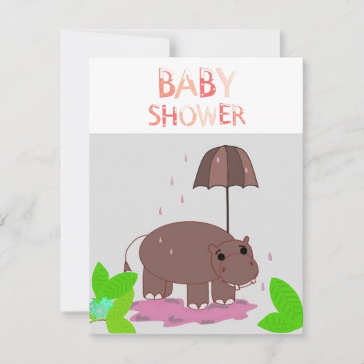 Invitation Baby shower Hippopotamus (Devant)