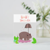 Invitation Baby shower Hippopotamus (Debout devant)