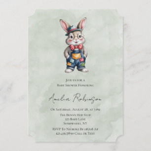 Invitation Baby Shower Hipster Lapin Garçon 
