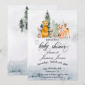 Invitation Baby shower Hiver Bois Animaux Vacances (Devant / Derrière)