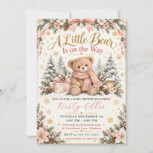 Invitation Baby Shower Hiver Ourson Mignon