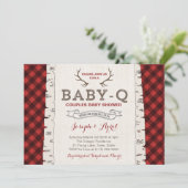 Invitation Baby shower hiver Plaid Couples pour garçon (Debout devant)