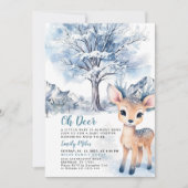 Invitation Baby shower hivernal Oh Deer (Devant)
