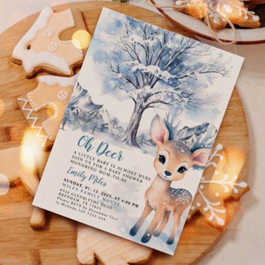 Invitation Baby shower hivernal Oh Deer