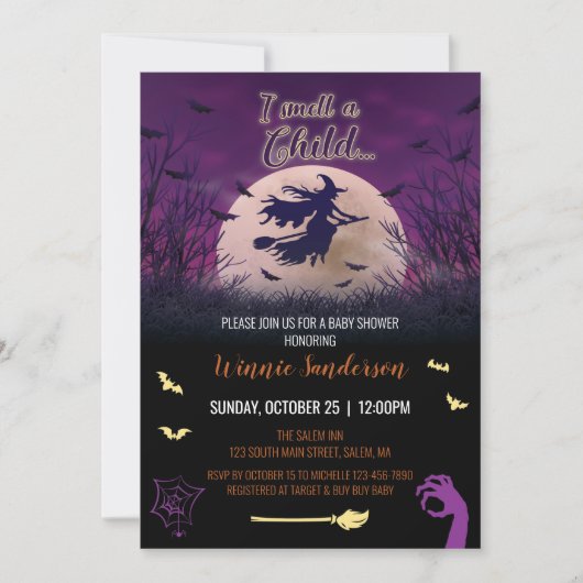 Invitation Baby shower Hocus Pocus (Devant)