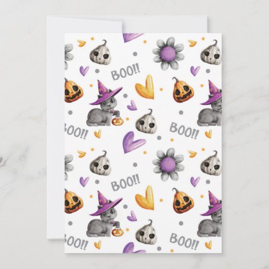 Invitation Baby shower Holloween Citrouille Little Boo (Dos)