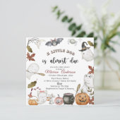 Invitation Baby shower Holloween Citrouille Little Boo (Debout devant)