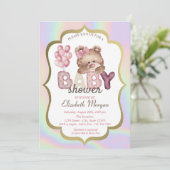 Invitation Baby shower holographique de la structure de ballo (Debout devant)
