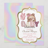 Invitation Baby shower holographique de la structure de ballo (Devant / Derrière)