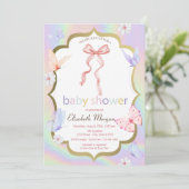 Invitation Baby shower holographique des papillons de fleurs (Debout devant)