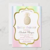 Invitation Baby shower holographique Tropical de l'ananas d'o (Devant)