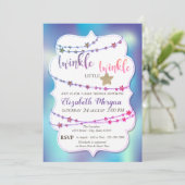 Invitation Baby shower holographique Twinkle Little Star (Debout devant)