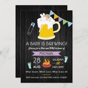 Invitation Baby shower homme Dadchelor Beer et BBQ Party