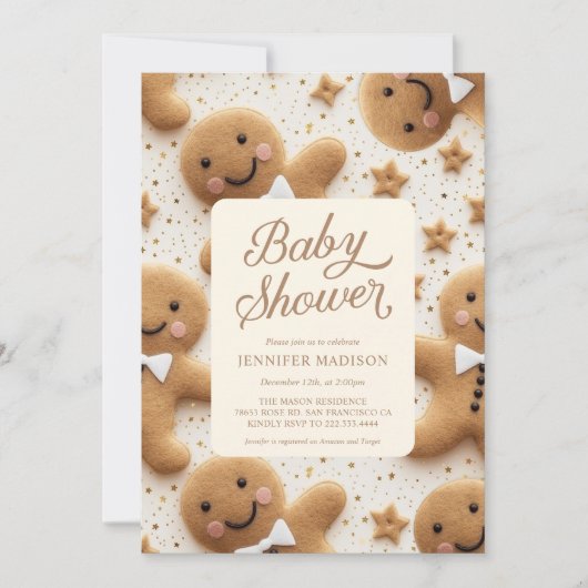Invitation Baby shower Homme de Noël Gingerpain (Devant)