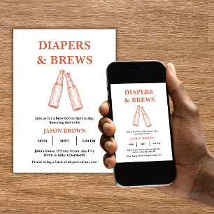 Invitation Baby shower homme Diaports & Brews Party