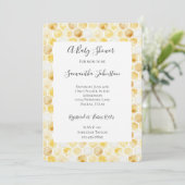 Invitation Baby shower Honeycomb jaune or (Debout devant)