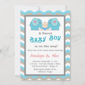 Invitation Baby shower honorant Garçon, bleu, blanc, couleur (Devant)
