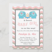 Invitation Baby shower honore Fille, rose, blanc, couleur (Devant)