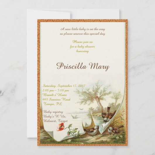 Invitation Baby shower honorifique. (Devant)