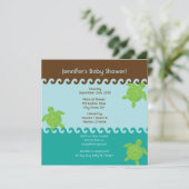 Invitation Baby shower Honu Waves - Bleu - Carré (Debout devant)