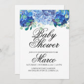 Invitation Baby shower hydrangea (Devant / Derrière)