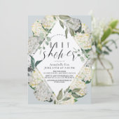 Invitation Baby shower Hydrangea Blue Rhonbus (Debout devant)