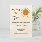 Invitation Baby shower ici vient le fils soleil de luxe (Debout devant)