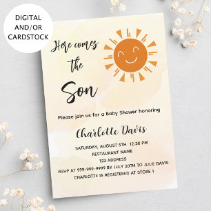 Invitation Baby shower ici vient le fils soleil doré