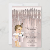Invitation Baby shower Icy Rose Rose Diamond Parties scintill (Devant)
