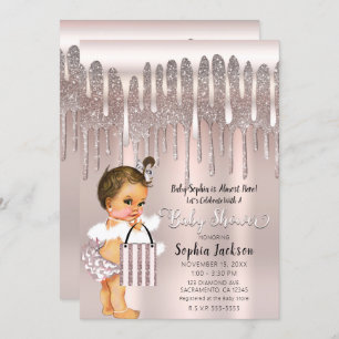 Invitation Baby shower Icy Rose Rose Diamond Parties scintill