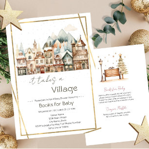 Invitation Baby Shower Il faut un village Style Bohème Vintag
