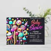 Invitation Baby shower Imaginaire de bonbons (Debout devant)