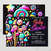 Invitation Baby shower Imaginaire de bonbons (Devant / Derrière)
