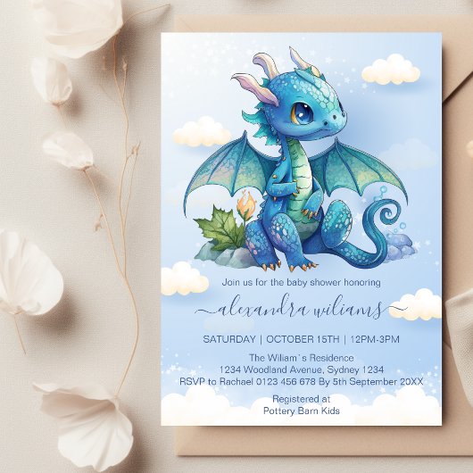 Invitation Baby shower Imaginaire Dragon