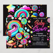 Invitation Baby shower Imaginaire Lollipop Candy (Devant / Derrière)