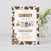 Invitation Baby Shower Impression Vache Marron Rustique (Debout devant)