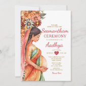 Invitation Baby shower indien de Seemantham Valaikassu Mère